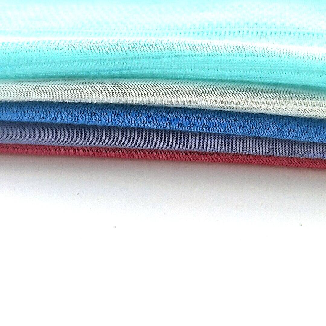 China manufacturer 90% Polyester 10% rayon  knitted jacquard single jersey fabric for T-shirts