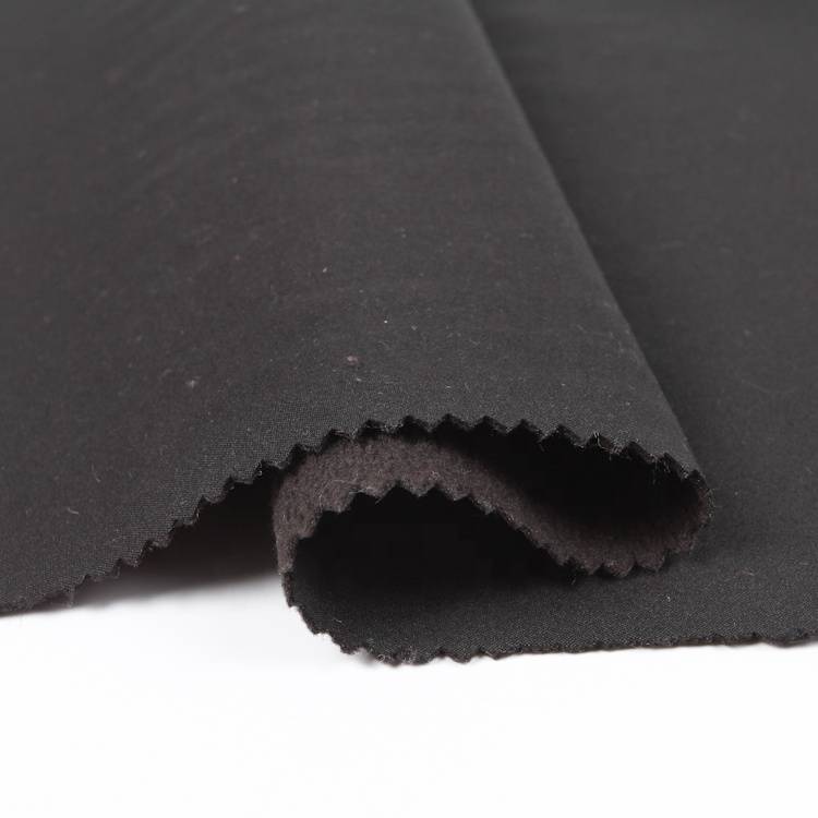 100D four way stretch hardshell fabric bonded with micro knitted fleece backing