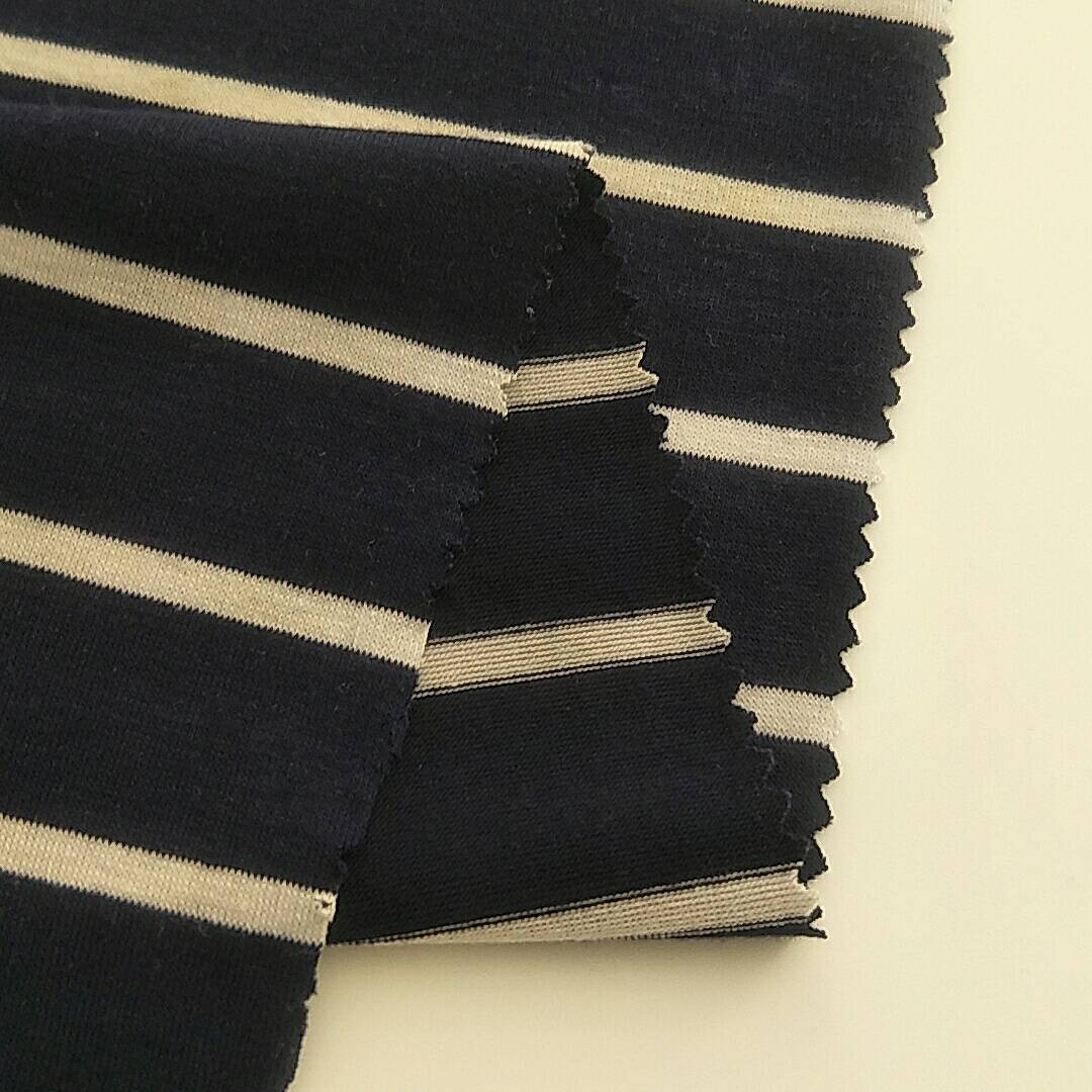 high quality stripe yarn dyed polyester single jersey fabric