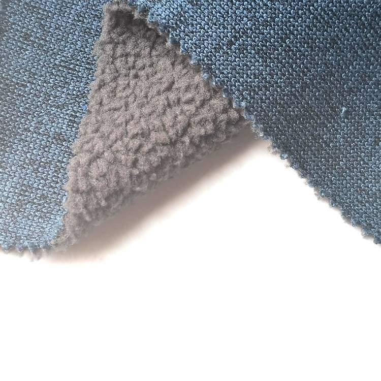 new design black yarn coarse needle bonded sherpa fleece hoodies fleece fabric for jackets