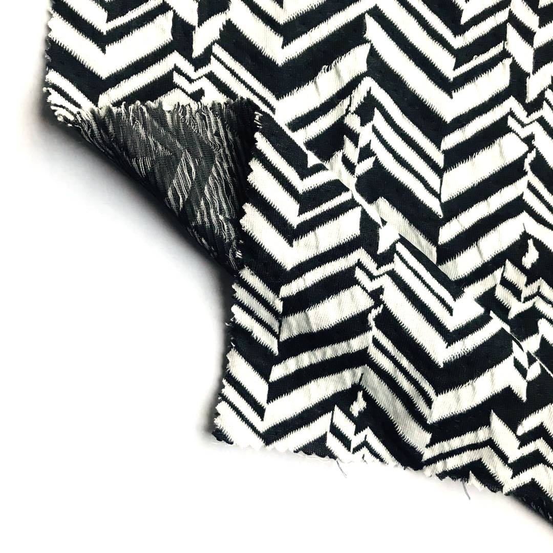 2020 Popular Design Polyester Spandex Wave Stripe Foam Mesh Jacquard Fabric