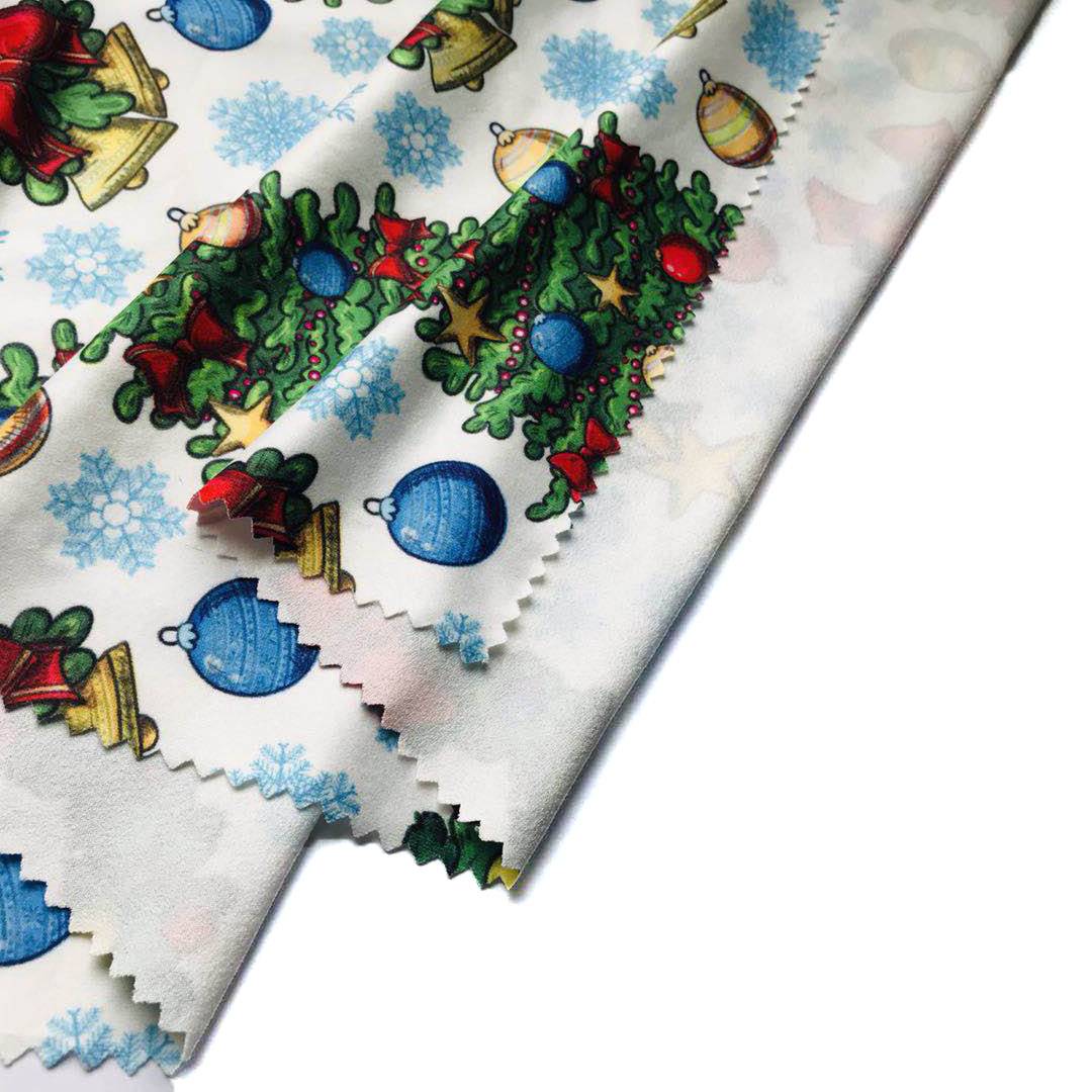 Christmas Fabric Polyester Spandex Printed Milk Silk Fabric for Christmas