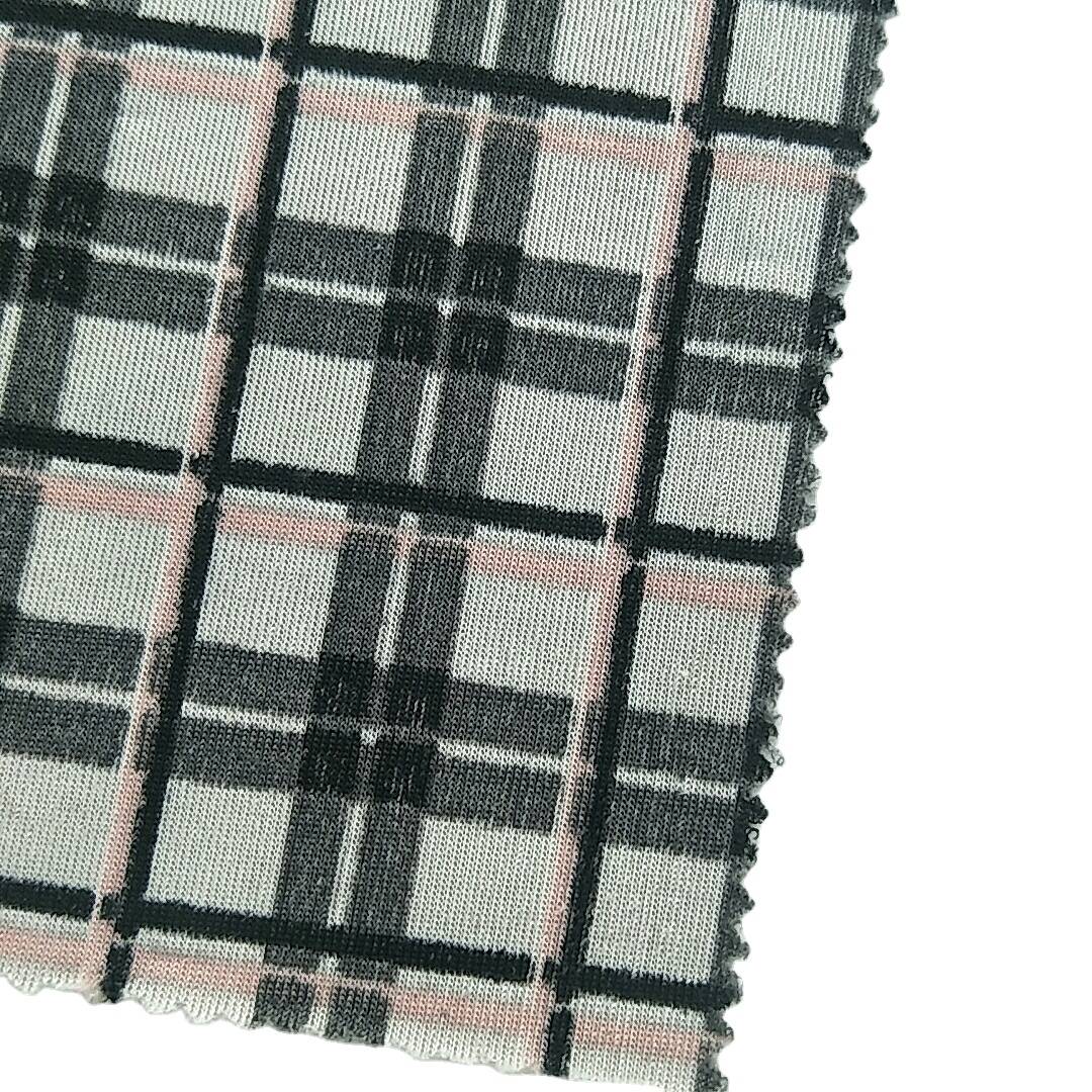 new style full printed grid single jersey fabric
