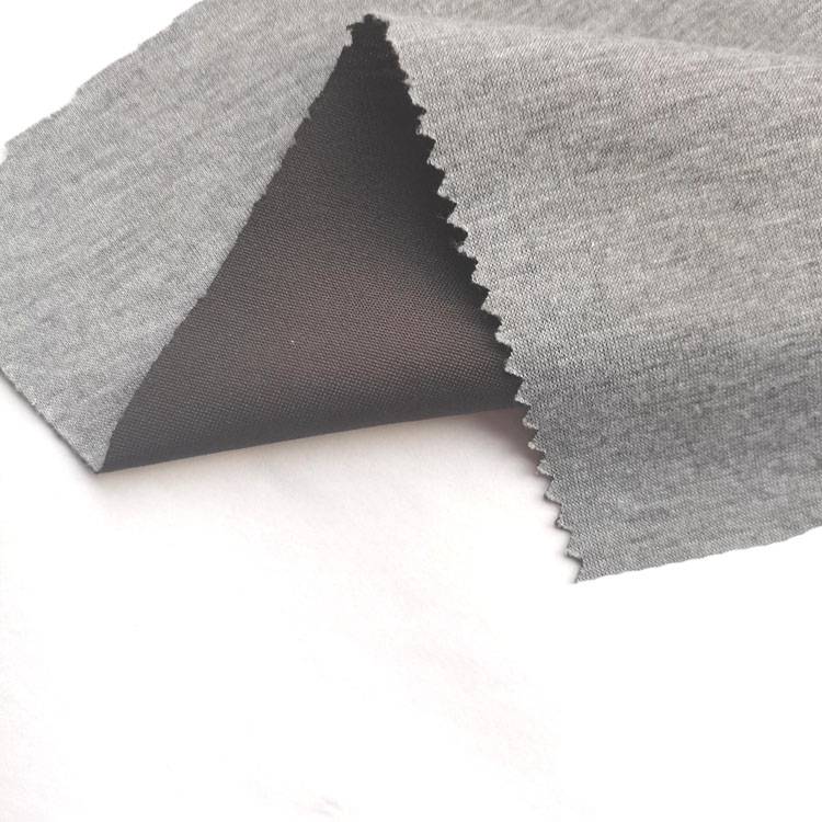 100 polyester heather gray jersey fabric bonded knitted stretch jersey fabric