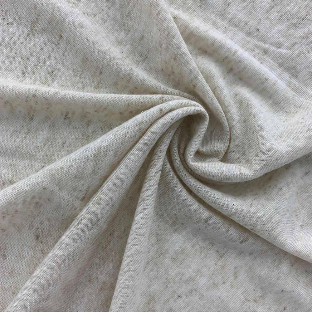 Linen hemp Fabric Polyester Plain knit single Jersey Textile for t shirt clothing