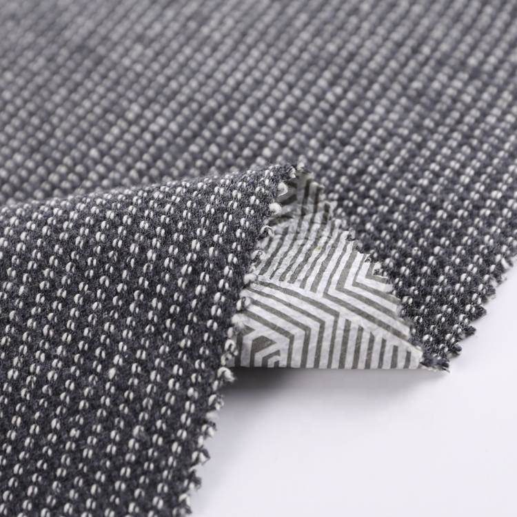 100% polyester slub style weft hacci fleece stretch bonded printed TPU knitted fabric