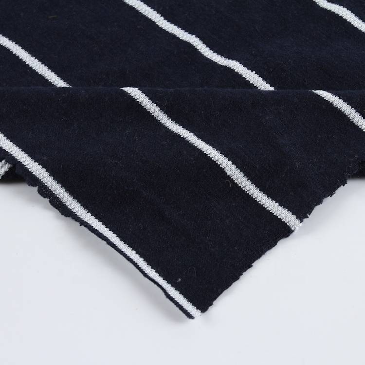 Manufacturer custom stripe plain dyed single jersey cotton polyester knitted fabric for garment