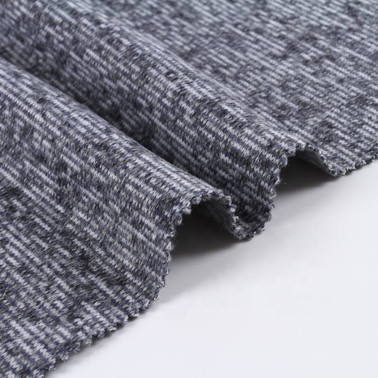 new stylish grey weft yarn dyed cationic hacci sweater fleece fabric garment