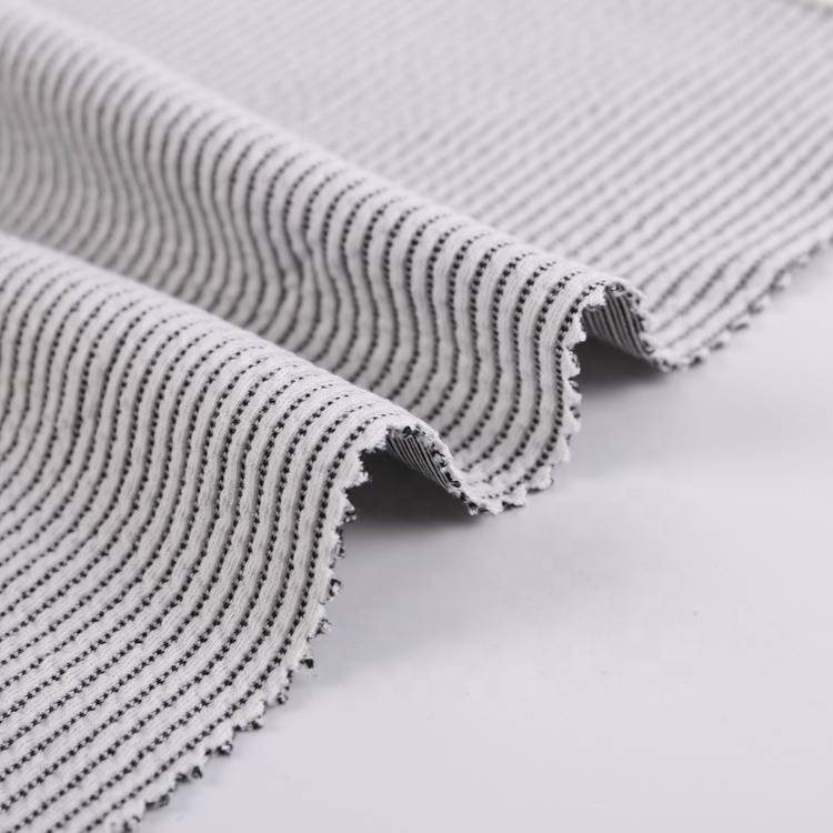 popular design yarn dyed rayon polyester rib stripe jacquard jersey knitted fabric
