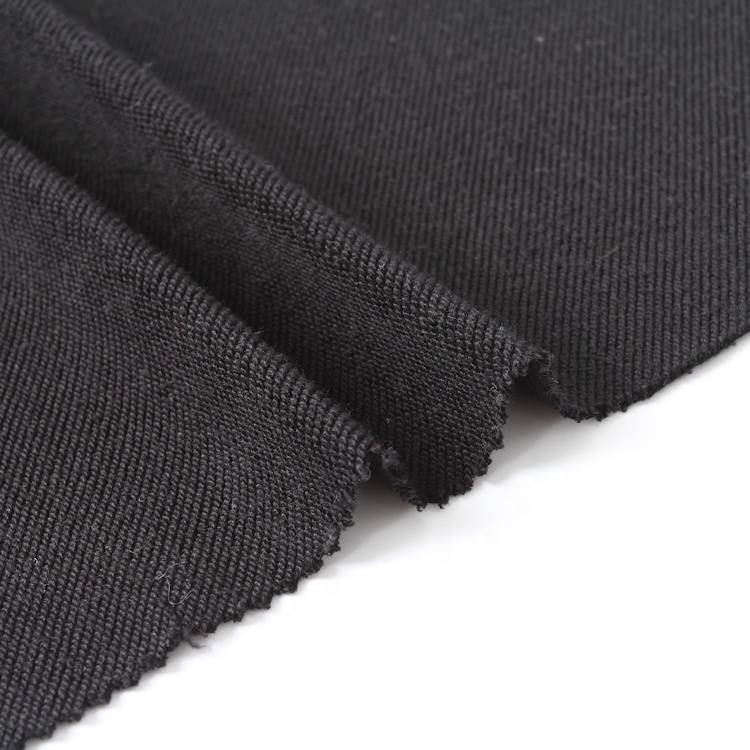 wholesale plain dyed knitted black stretch spandex CVC french terry fabric for clothes