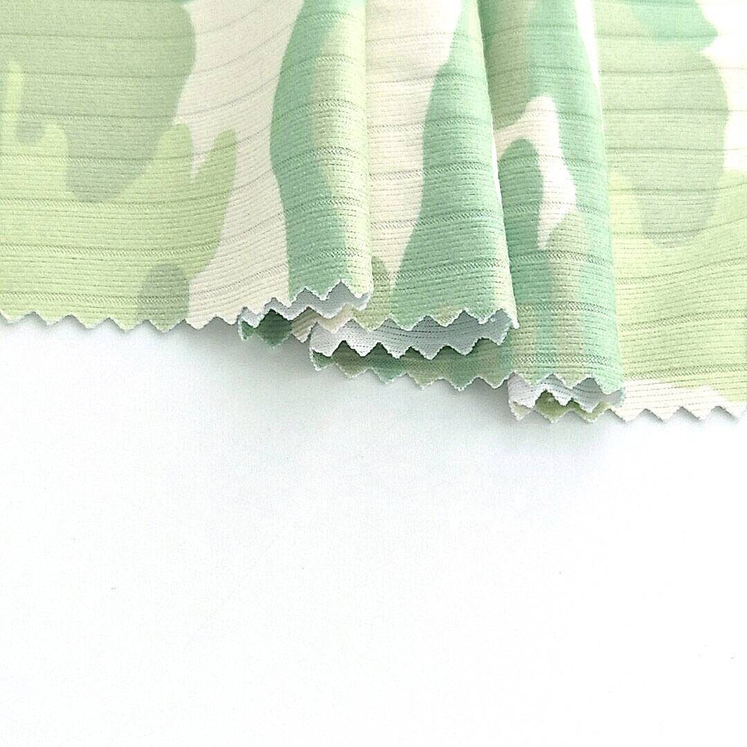 China manufacturer camouflage printed stripes rib knitted fabric