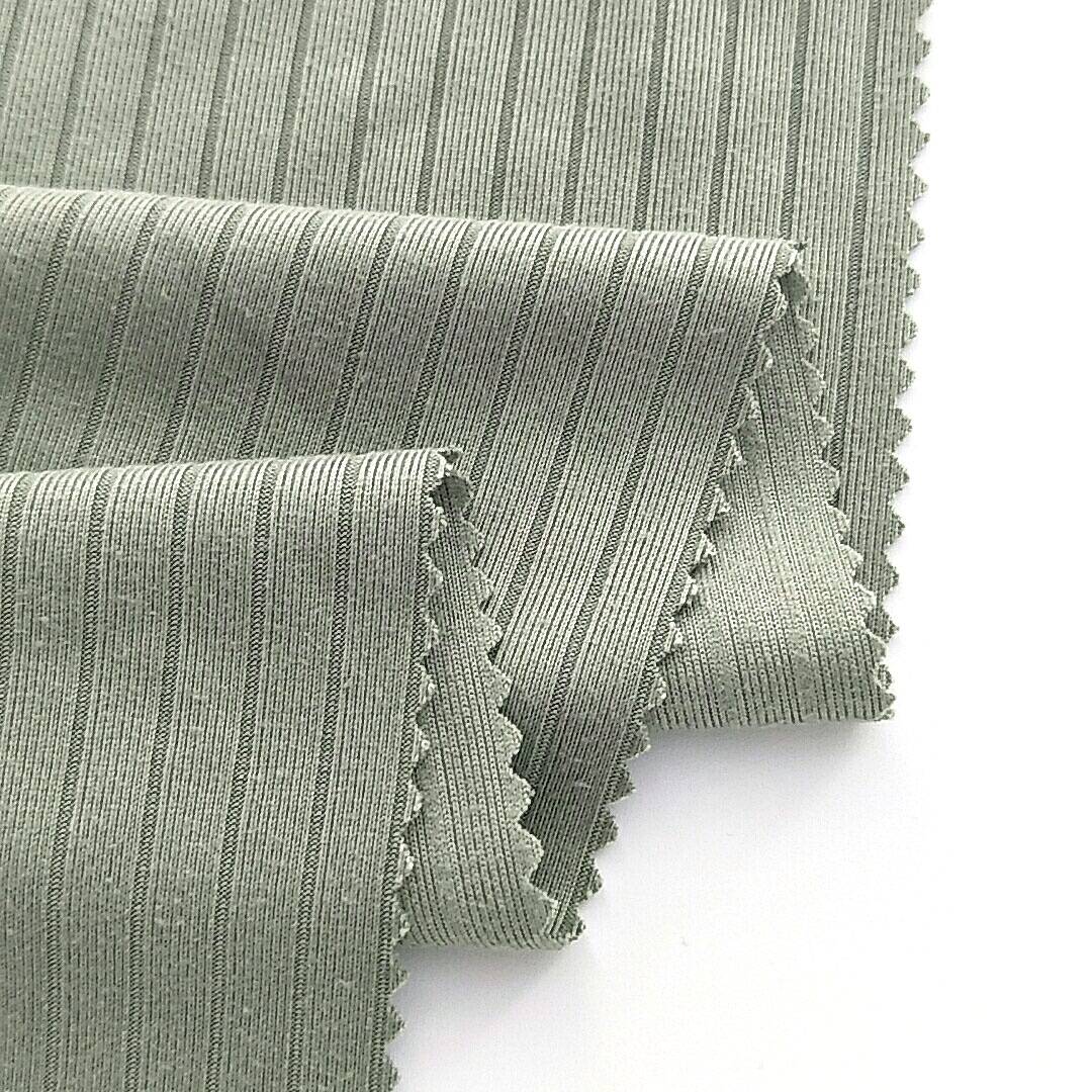 high quality spandex plain dyed stripes rib knitting fabric