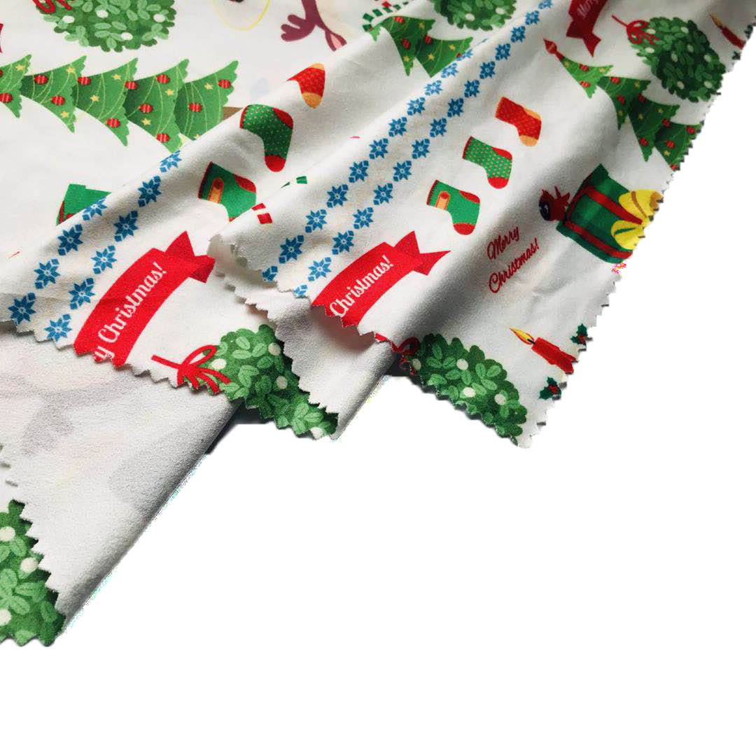 Christmas Design Polyester Spandex Printed Milk Silk Fabric for Christmas