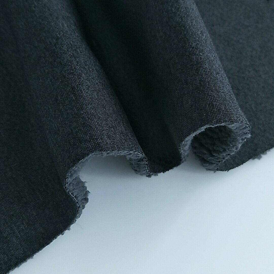 winter cloth cationic jersey fabric bonded cotton velvet  polyester fleece fabric