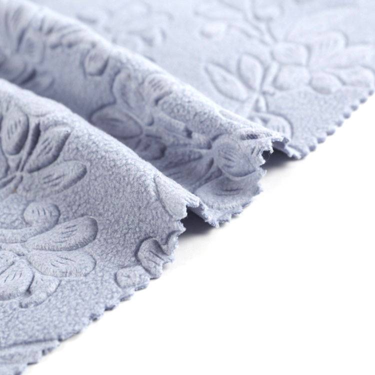 100% polyester plain dyed knitted embossed polar fleece fabric supplier for garment