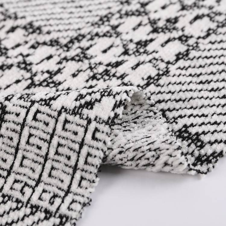 factory customized slub polyester knitted hacci chenille jacquard stock fabric