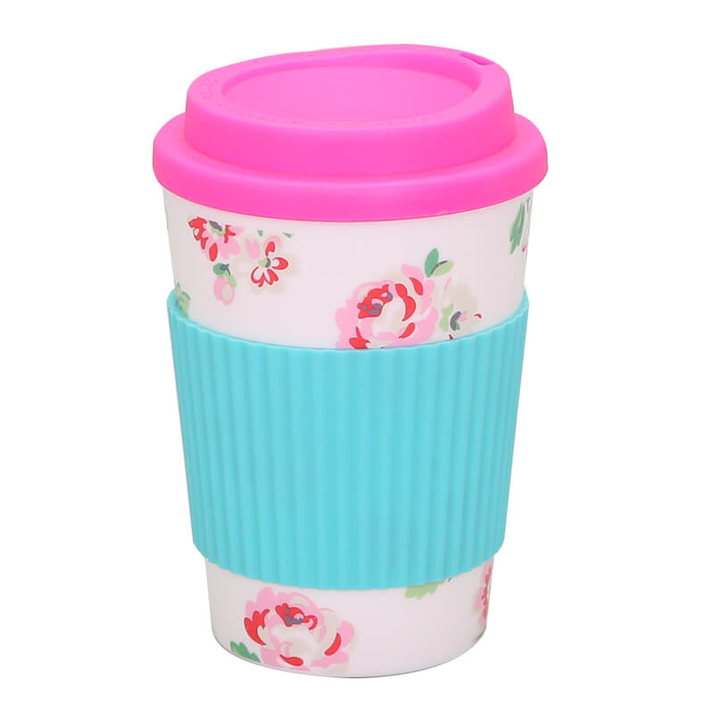 wholesale 350ml travel coffee mug with silicone sleeve