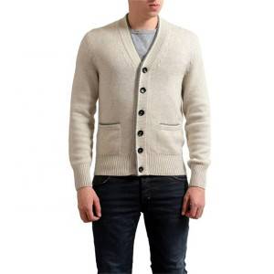 Factory Wholesale Men Warm Cardigan Cashmere V neck Knitted Sweater