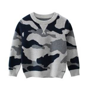 Children Camouflage Long Sleeve Boys Pullover Casual Knit Sweaters