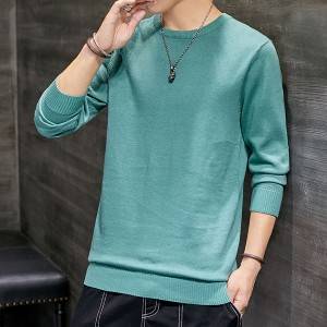 Men Knitted Plain Cotton O-Neck Pullover Jumper Sweater
