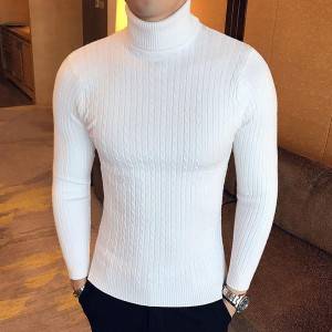 Men Turtleneck Solid Color Slim Pullover Knitting Sweater Wholesale