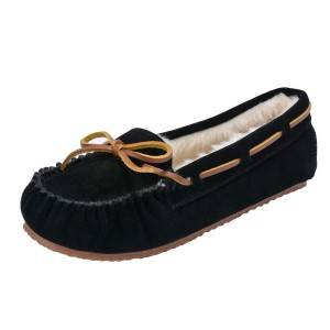 Women’s Leather Lace-Up Moccasin Slippers