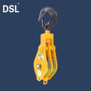2 rolls closed bushing snatch wire rope pulley block with drop forged hook
