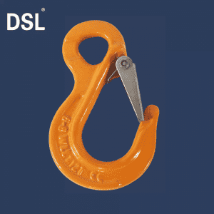 G80 European Type Forged Pear Eye Sling Hook with Safety Latch Suitable for Lifting.