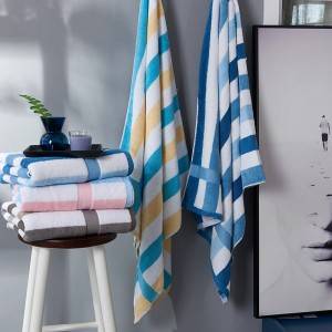 new design Stripe cotton yarn dyed Terry Velour Beach Towel
