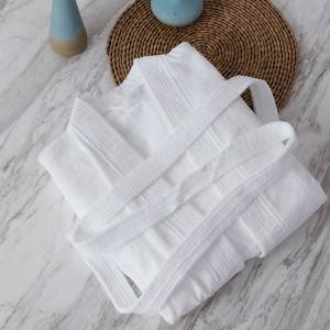 Pure white Hotel Soft Cotton Bathrobe Customized Logo