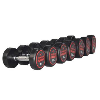 cast iron fitness equipment round head Rubber Dumbell/rubber hex dumbbell