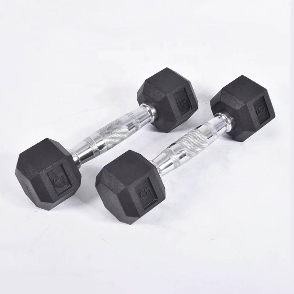 Gym used cast iron fitness equipment Rubber Dumbell/rubber hex dumbbell