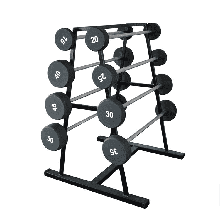 Hot Selling Eco Friendly Weight Lifting Equipment Gym Fitness Set Tools Rubber Round Head Barbell Fixed Weight Straight