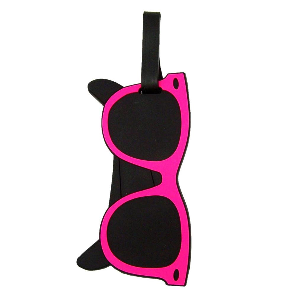 Pink Beach Sunglasses Luggage Tags, 5 Inch, Pack of 2