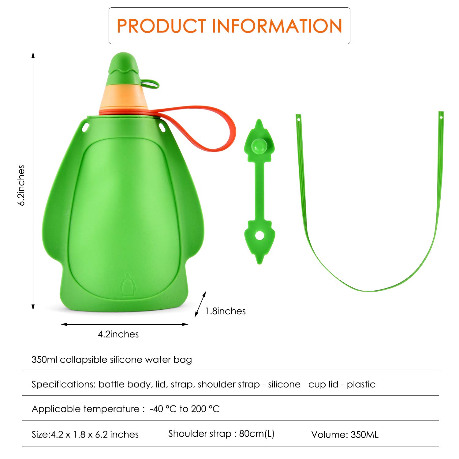 Hot Foldable Silicone Water Bottle For Children Portable Leakproof Water Bottle-305ml Water Bag,Bottle With Shoulder Strap