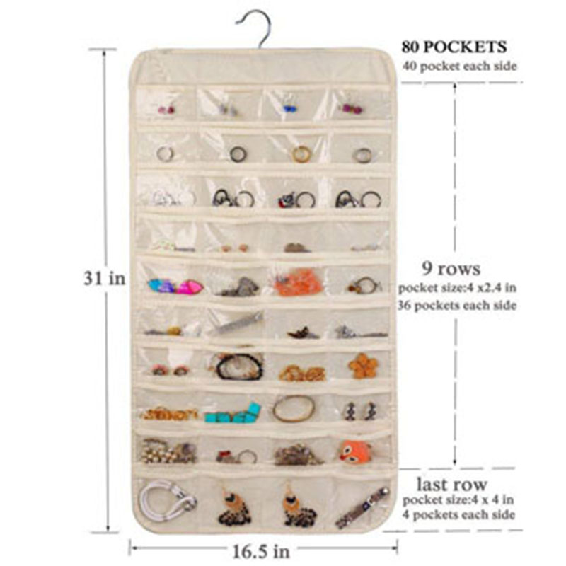80 Pockets Jewelry Hanging Plastic Storage Bins In Home Custom Packaging Clothing Box Foldable Fabric Storage Box Featured Image