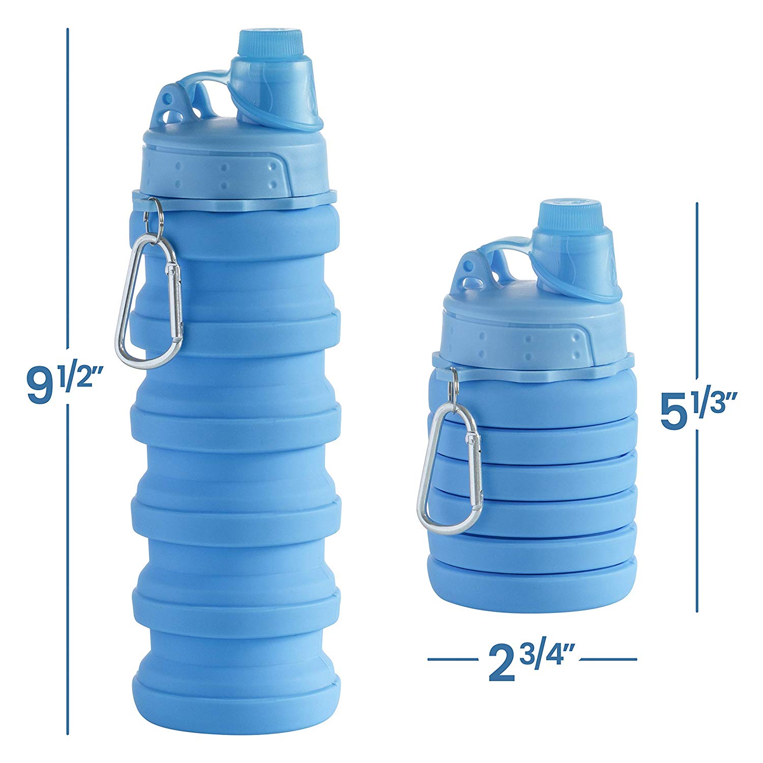 Portable Water Bottle – Silicone Bottle For Sports, Fitness And Hiking – For Hot And Cold Drinks – Non BPA,