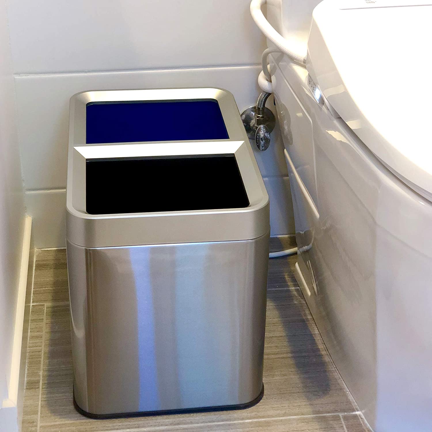 Dual Compartment Slim Open Top Waste Bin for Trash Can & Recycle Container, 20 Liter  5.3 Gallon