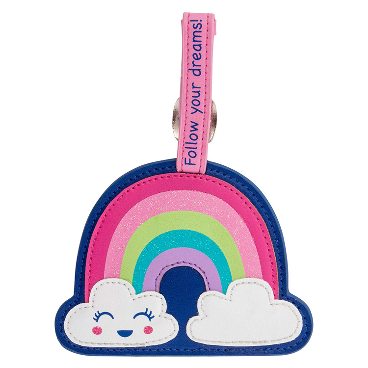Various shapes Cartoon Travel Luggage Tags Bag Tag with Adjustable Strap, Rainbow