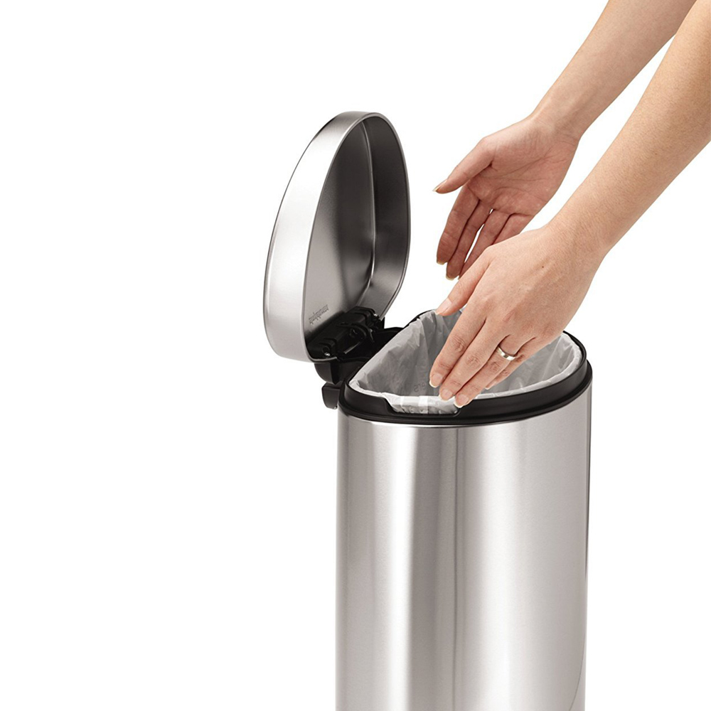 10 Liter  2.3 Gallon Stainless Steel Small Semi-Round Bathroom Step Trash Can, Brushed Stainless Steel, Silvery