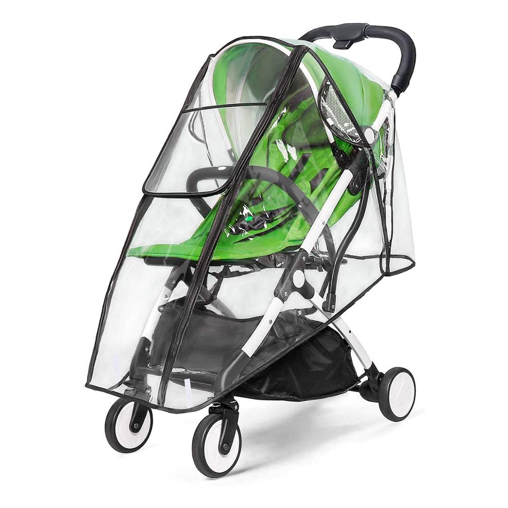 Universal Stroller Rain Cover, Double Door Design & Large Storage Baby Stroller Weather Shield, Waterproof Stroller Cover