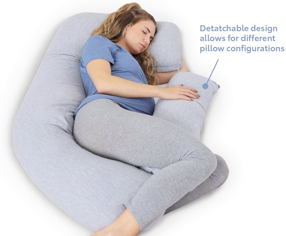 Pregnancy Pillow, U-Shaped Body Pillow with Arm Rest and Detachable Connection Belt