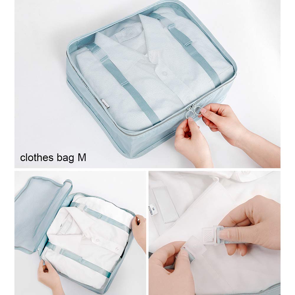 6 Set Travel Storage Bag Multi-functional Clothing Packing Cubes 2019 New Style Suitcase Travel Accessories Cubes (gray)