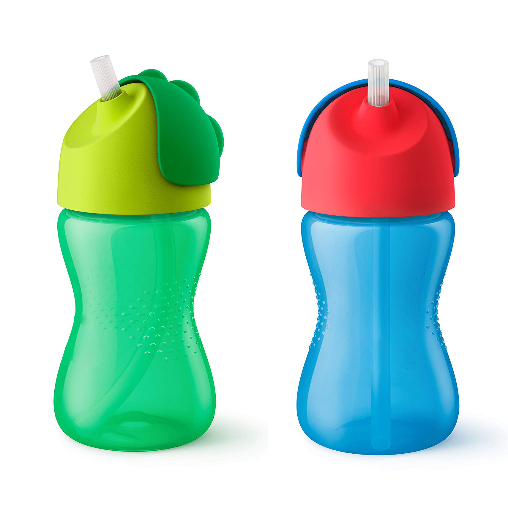 Best-Selling Silica Gel Water Bottle, Straw Cup, 10 oz (About 283.49 g), Silicone Water Spray Bottles, 2pk, Blue  Green