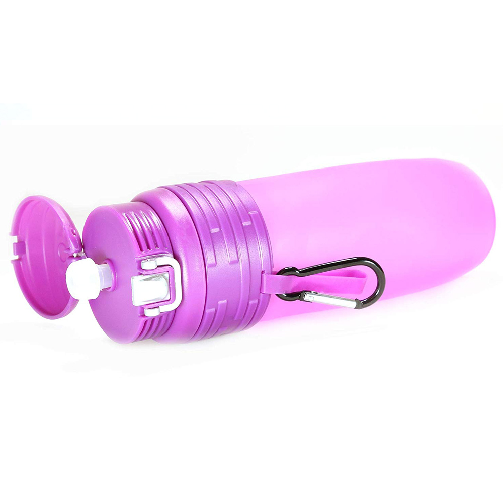 Best-Selling Foldable Silicone Water Bottle – 473.2ml Leakproof BPA, Suitable For Any Outdoor Or Sports Activities, Pink