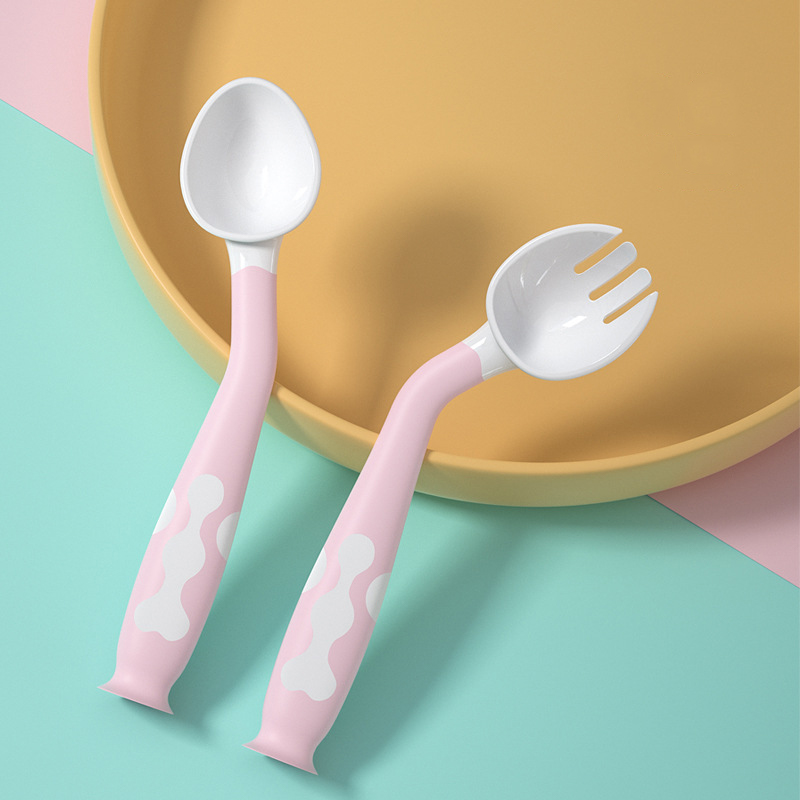 Baby Learn To Eat Training Spoon Baby Child One Year Old Short Bendable Rice Spoon Fork Elbow Twist Spoon Tableware