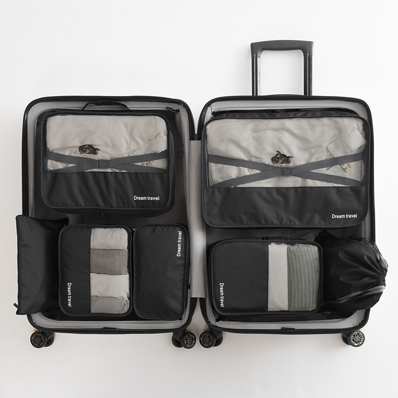 High Quality Wholesale Custom 7pcs travel storage bag set large heavy duty canvas bags