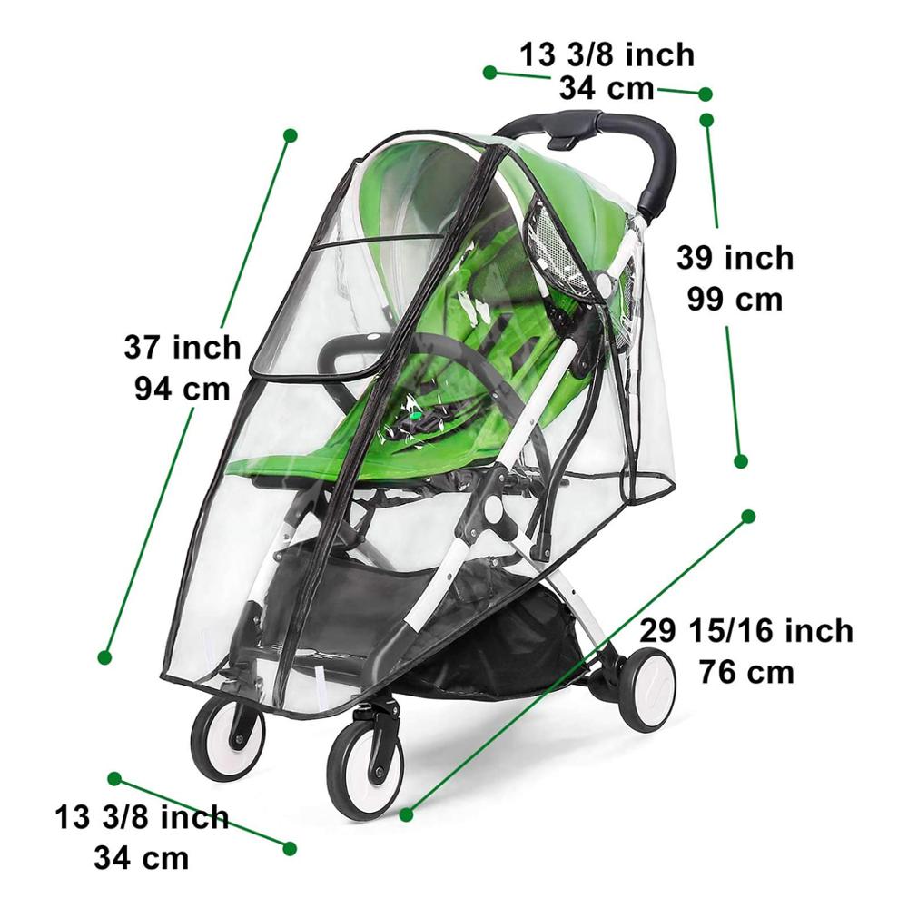 Universal Stroller Rain Cover, Double Door Design & Large Storage Baby Stroller Weather Shield, Waterproof Stroller Cover
