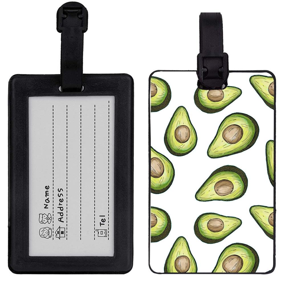 Luggage Travel Bag Tags – Avocado Pattern with Steel Loops American Tourister luggage sets (Black)