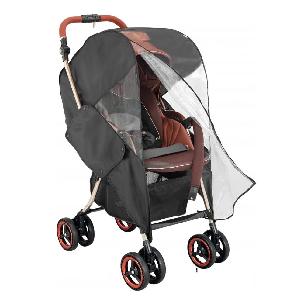 Upgraded Universal Stroller Rain Cover, Double Door Design & Large Storage Baby Stroller Weather Shield